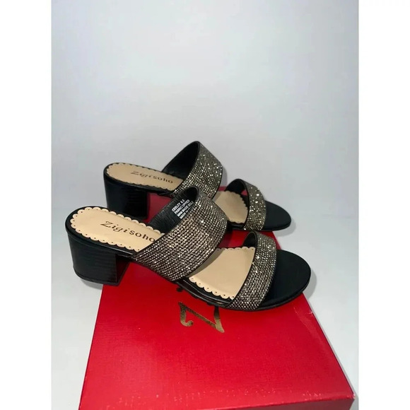 Zigi Soho ceeley black sandal heels rhinestone jeweled slides size 6.5 - Picture 8 of 9